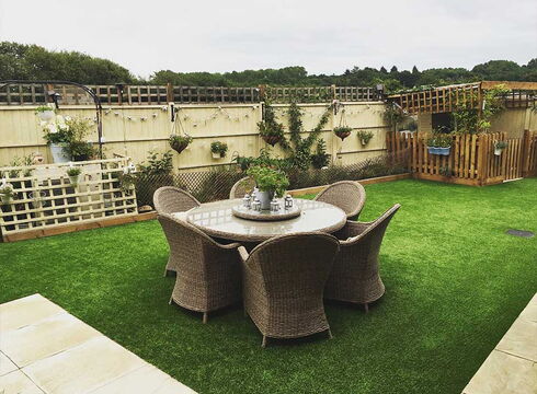 Patio set on artificial grass