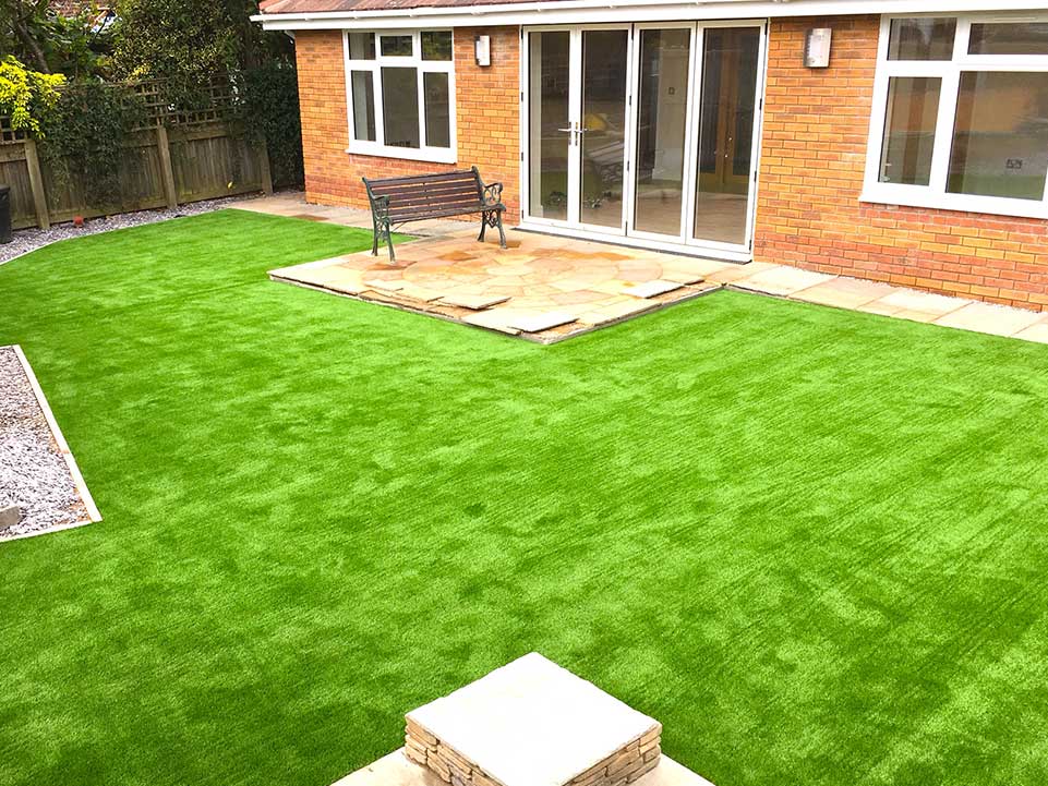 Artificial grass and patio